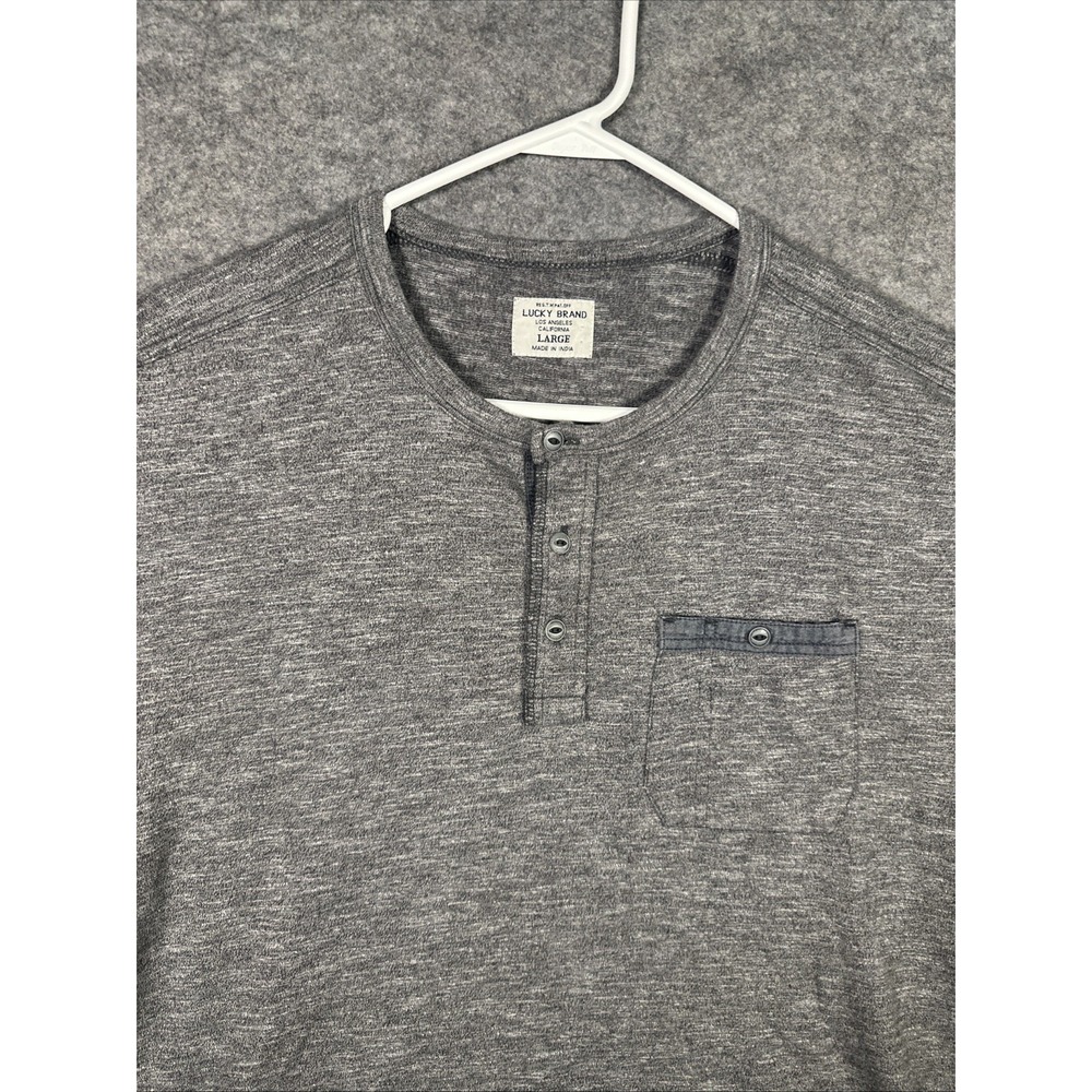 Mens Lucky‎ Brand Gray Short Sleeve Shirt Size Large